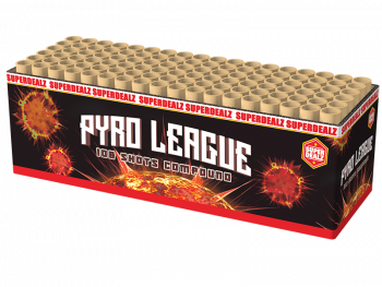 Pyro League ist ein 108 Schuss Verbund von Wolff